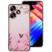 tok Infinix Hot 30, csillogó virág, rózsaszín rose gold