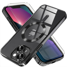 Tok iPhone 13-hoz, Electro MagSafe, fekete + üveg a képernyőhöz
