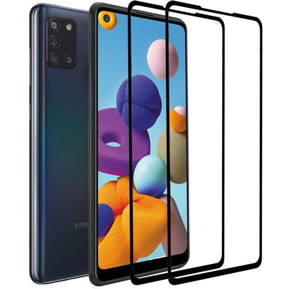 2x edzett üveg a Samsung Galaxy A21/A21S, ERBORD 3D teljes képernyő