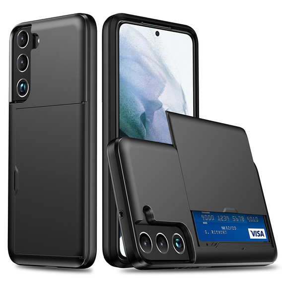 Telefontok a Samsung Galaxy S22, Sliding Card Holder, fekete