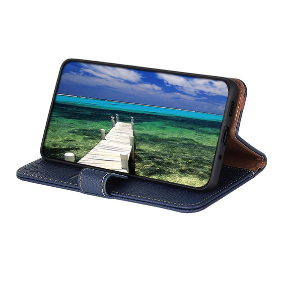 KHAZNEH RFID tok Xiaomi Poco F6, Litchi textúra, kék