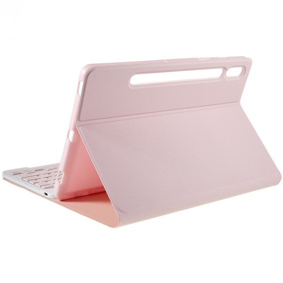 Tok + billentyűzet Samsung Galaxy Tab S7 T870/T875 / S8, Pen Slot, rózsaszín rose gold