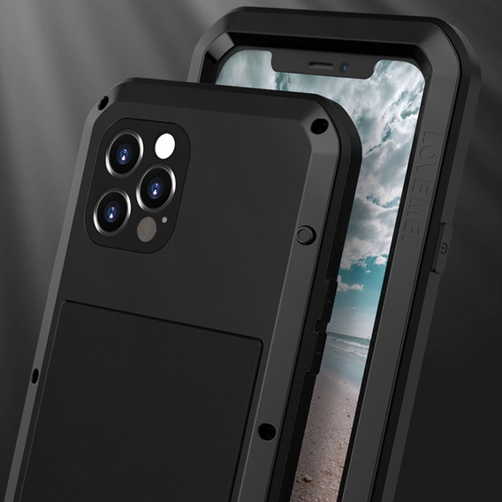 Love Mei Telefontok a iPhone 12 Pro, armored with glass, fekete