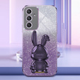 Tok Samsung Galaxy A54 5G, Glitter Rabbit, kihúzható állvánnyal, lila