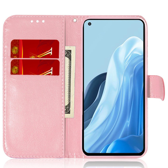 Pattintható tok a Oppo A17, Wallet mandala, rózsaszín