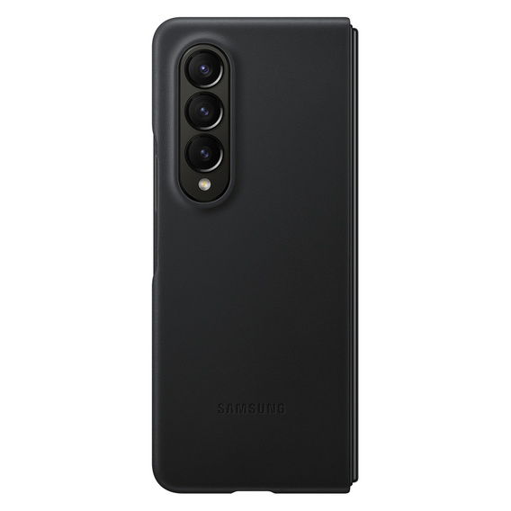 Eredeti Samsung tok Galaxy Z Fold 4 készülékhez, Leather Flip Cover, fekete