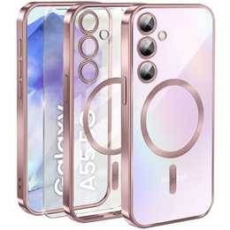 Tok Samsung Galaxy A55 5G-hoz, Electro MagSafe, rózsaszín + üveg a képernyőhöz