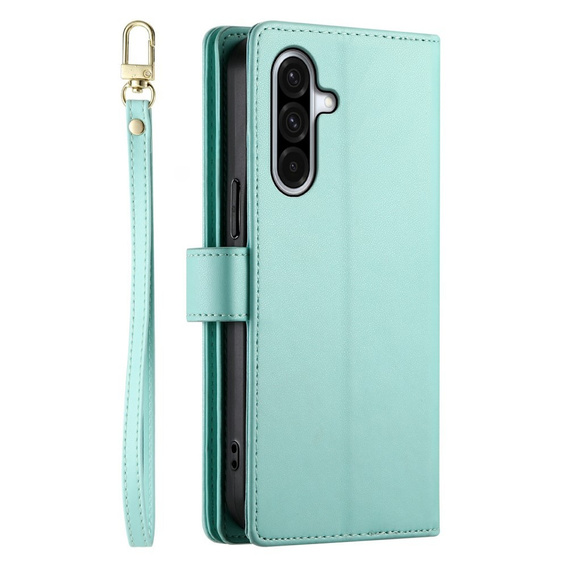 Pattintható tok a Samsung Galaxy A56 5G, Wallet Zipper Pocket, zöld