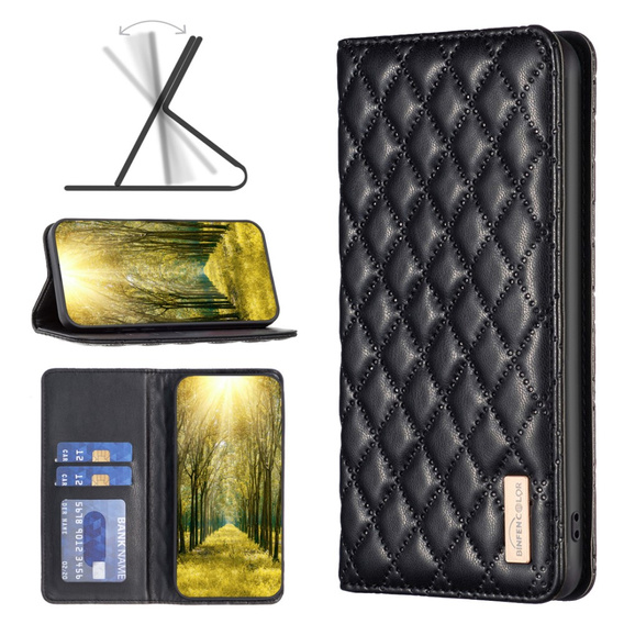 Pattintható tok a Xiaomi Redmi Note 13 Pro 4G / Xiaomi Redmi Note 14S / Xiaomi Poco M6 Pro 4G, Wallet, BINFEN COLOR, fekete