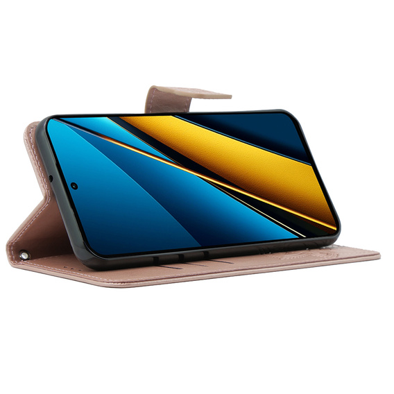 Pattintható tok a Xiaomi Poco X6 5G, Butterfly, rózsaszín rose gold