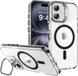 Tok iPhone 17 készülékhez, MagSafe, állvánnyal, átlátszó, fekete betétekkel
