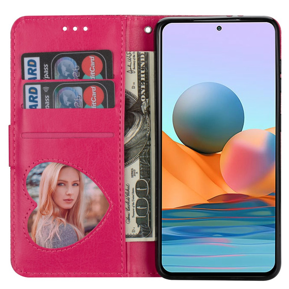Pattintható tok a Samsung Galaxy A56 5G, Wallet Zipper Pocket Glittery, rózsaszín