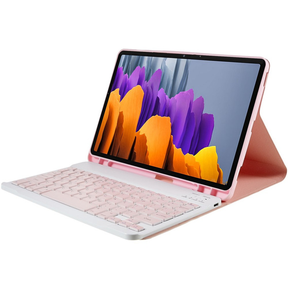 Tok + billentyűzet Samsung Galaxy Tab S7 T870/T875 / S8, Pen Slot, rózsaszín rose gold