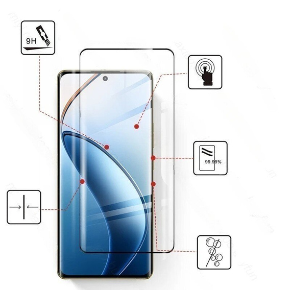 3D edzett üveg Realme 12 Pro 5G / 12 Pro+ 5G készülékhez, fekete