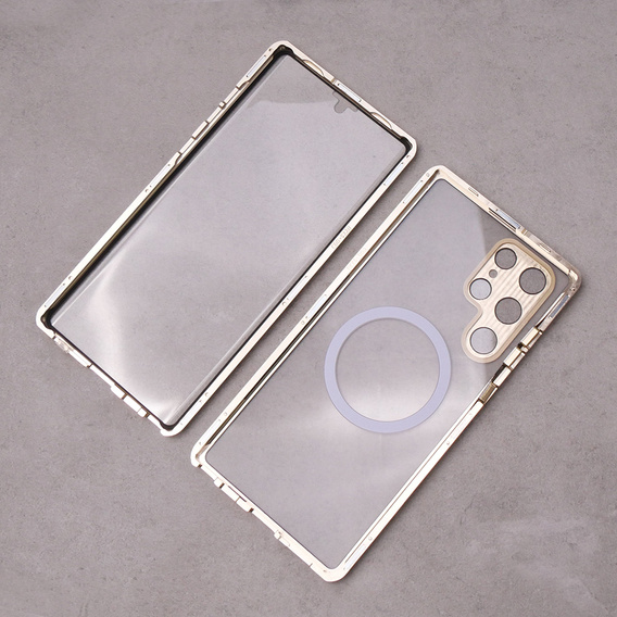 Magnetic Dual Glass MagSafe tok Samsung Galaxy S22 Ultra, arany