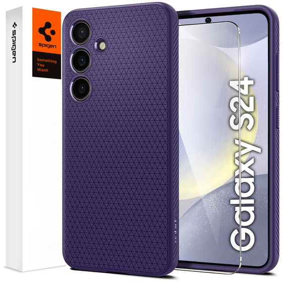 A Spigen tok Samsung Galaxy S24, Liquid Air, lila + 9H edzett üveghez