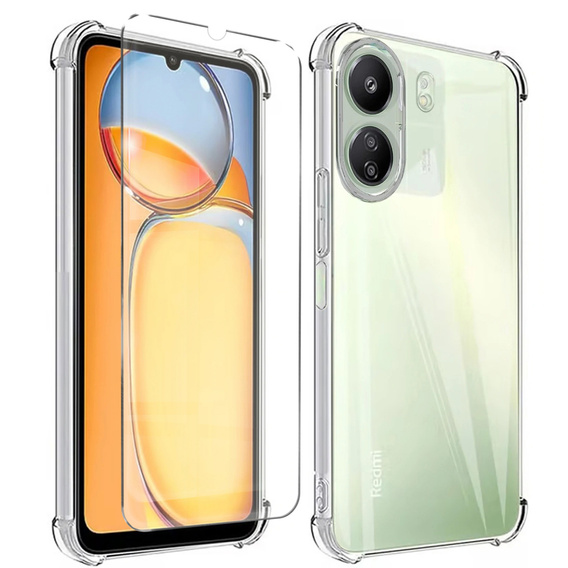 Tok Xiaomi Redmi 13C, Anti-Shock, átlátszó + üveg 9H