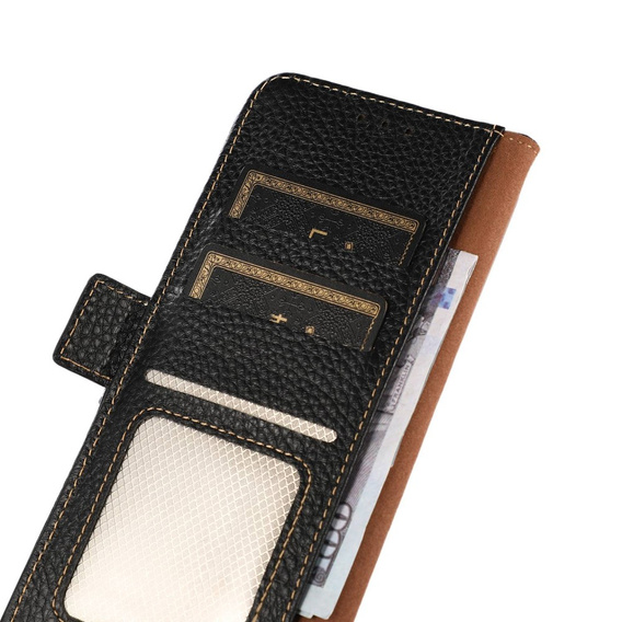 KHAZNEH RFID tok Samsung Galaxy S23, Litchi textúra, fekete