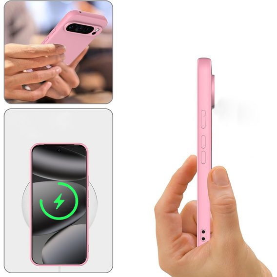 Szilikon tok a Google Pixel 10 Pro XL-hez, MagSafe-hoz, rózsaszínű