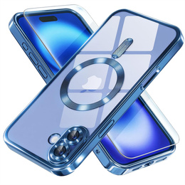 Tok iPhone 16 Plus-hoz, Electro MagSafe, kék + üveg a képernyőhöz