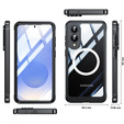 Tok Samsung Galaxy S25 Edge-hoz, Shockproof, üveggel, MagSafe-hoz, fekete