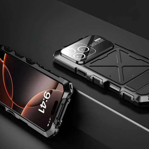 Páncélozott tok a iPhone 16 Pro, R-JUST, fekete