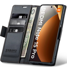ERBORD Fényes Litchi flip tok Xiaomi Redmi Note 15 Pro 4G készülékhez