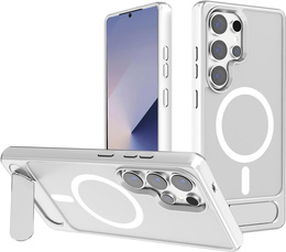 Tok Samsung Galaxy S25 Ultra, Kickstand Matt Case, MagSafe, ezüst
