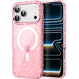 Tok iPhone 17 Pro készülékhez, MagSafe, csillogó, átlátszó rózsaszínű