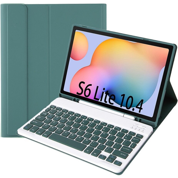 Tok + billentyűzet Samsung Galaxy Tab S6 Lite P610/P615 / S6 Lite 2022 10.4, Pen Slot, zöld