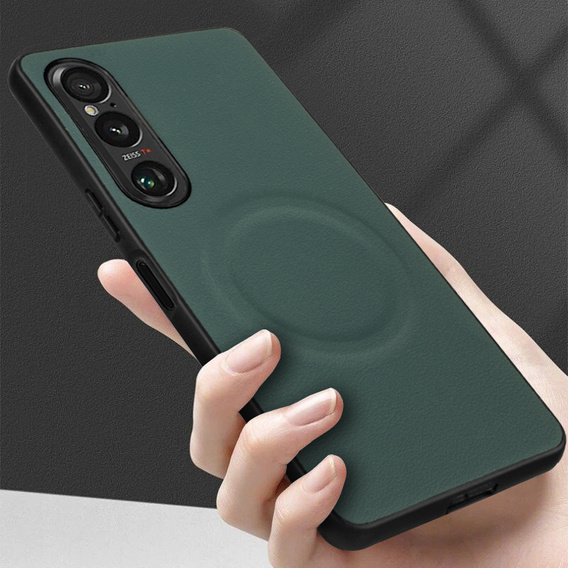 Telefontok a Sony Xperia 1 VI, Leather Hybrid MagSafe, zöld