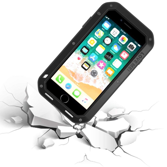 Love Mei Telefontok a iPhone 8 Plus / 7 Plus, armored with glass, fekete