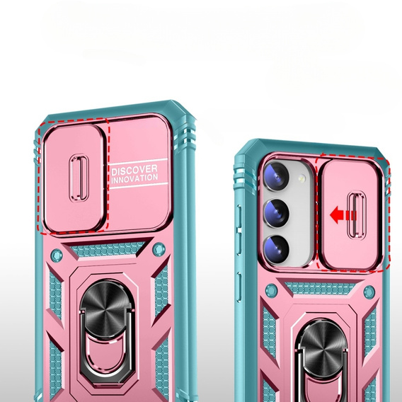 Telefontok a Samsung Galaxy S23, CamShield Slide, rózsaszín / zöld