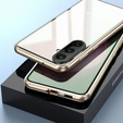 Tok Samsung Galaxy A17 5G, mágneses dupla üveg, átlátszó, arany oldalakkal