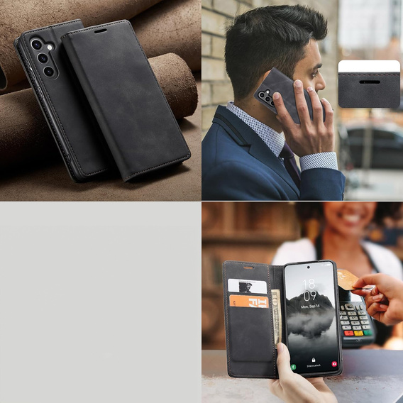 Telefontok a Samsung Galaxy A55, ERBORD Vintage, fekete + üveg a képernyőhöz