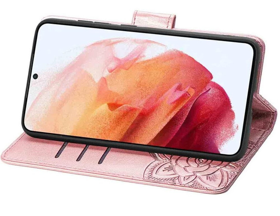Pattintható tok a Motorola Moto E14, Butterfly, rózsaszín rose gold