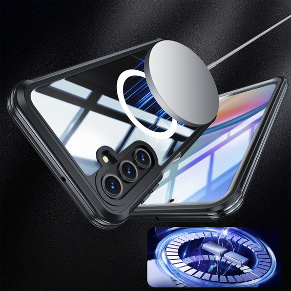 Tok Samsung Galaxy A16-hoz, Shockproof, üveggel, MagSafe-hoz, fekete