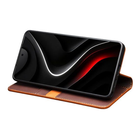 Qialino bőr flip tok Samsung Galaxy S26-hoz, barna