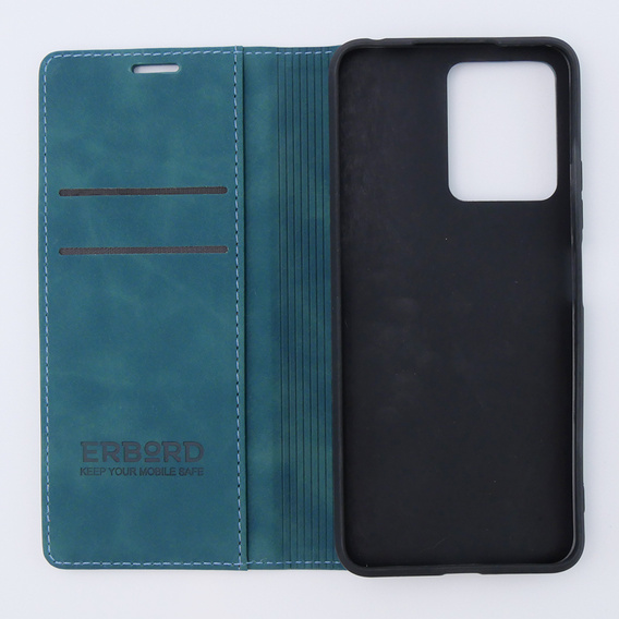 Telefontok a Xiaomi Redmi Note 12 4G, ERBORD Vintage, pénztárca patenttal, kék
