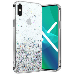 Telefontok a iPhone X/XS, Glittery, átlátszó