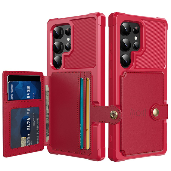 Tok Samsung Galaxy S25 Ultra, Card Holder Kickstand, fekete