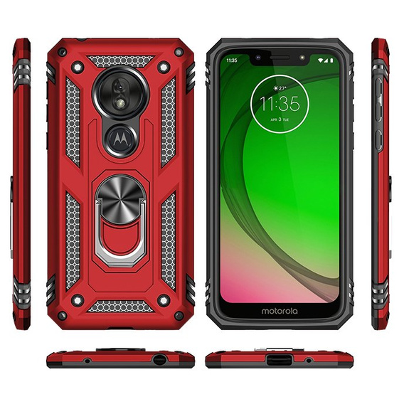 Páncélozott telefontok a Motorola Moto G7 Power, Nox Case Ring, piros