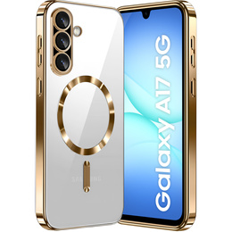 Tok Samsung Galaxy A17 5G, Electro MagSafe, átlátszó, arany oldalakkal