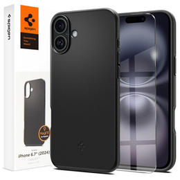Spigen tok iPhone 16 Plus készülékhez, Thin Fit Mag, szürke + 9H edzett üveg