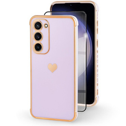 tok Samsung Galaxy S23, Electro heart, lila + Full Glue Kerámiaüveg