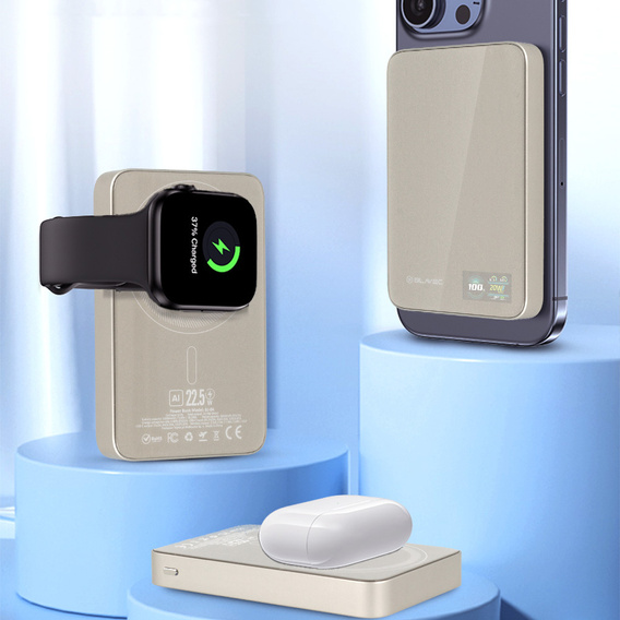 Power Bank 10000mAh Slim 22.5W MagSafe 3 az 1-ben iPhone 12-17, AirPods, Apple Watch és okostelefonok számára induktív töltéssel