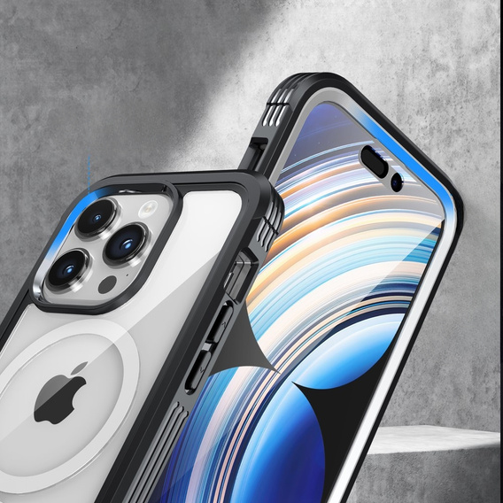 Tok iPhone 15 Pro, páncélozott teljes védelem 360° MagSafe, képernyőüveg, fekete