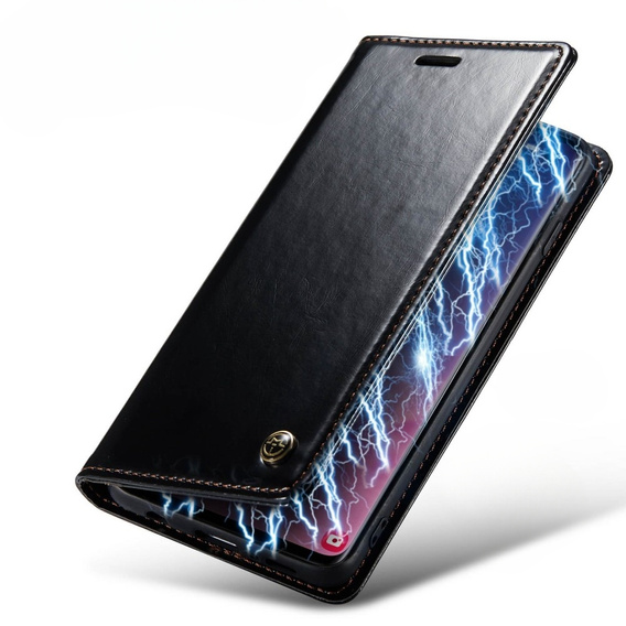 CASEME flip tok Samsung Galaxy S10+ Plus, Waxy Textured, fekete