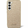 GUESS Glitter Script tok Samsung Galaxy S24-hez, arany