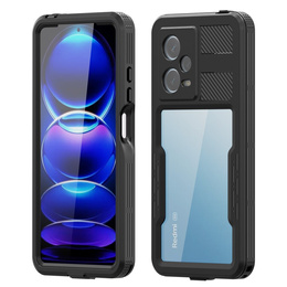 IP68 vízálló tok Xiaomi Redmi Note 12 Pro 5G, Redpepper, fekete